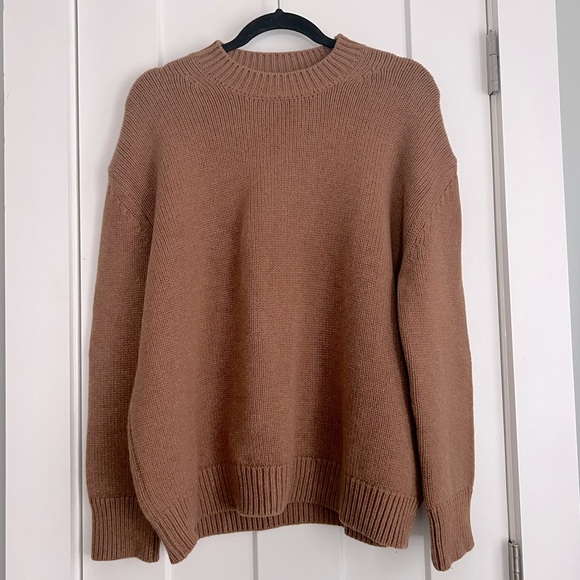 ANINE BING Rosie Cashmere Crewneck Oversized Sweater Camel - Picture 3 of 9